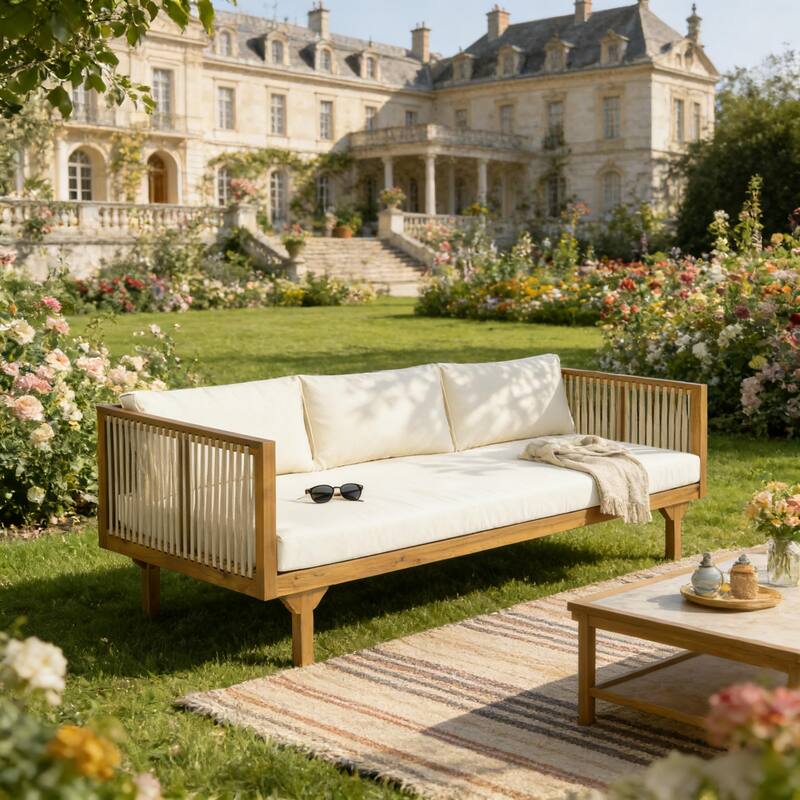 Christopher Knight Home - Acacia Wood Outdoor Patio Sofa with Rope Design