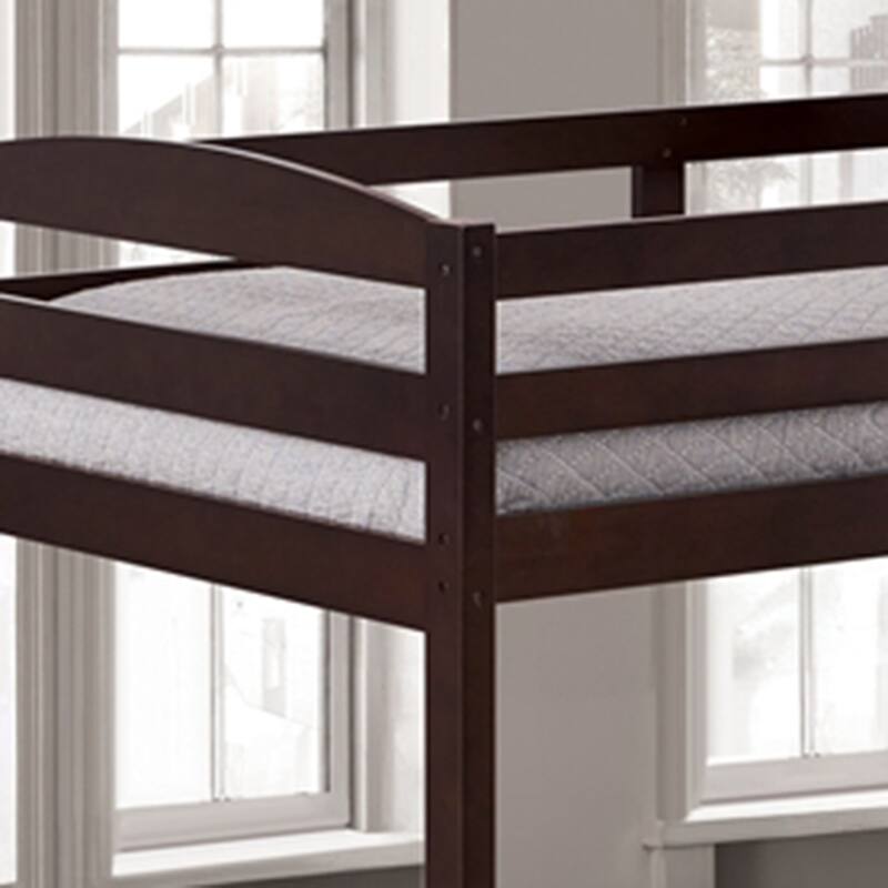 White/Espresso Wood Twin Over Twin Bunk Bed with Staircase
