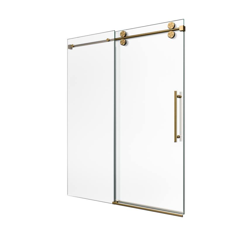 GDFStudio - Modern America Design Frameless Single Sliding Shower Door with 5/16" SGCC Tempered Glass & Stainless Steel Hardware