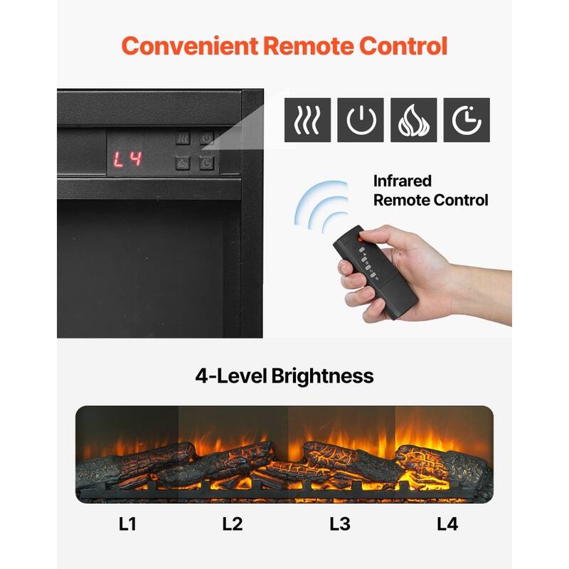 80" TV Console with Built-in Electric Fireplace and Remote Control LED Ambiance Storage Cabinets - 36.22” x 5.12” x 17.52”