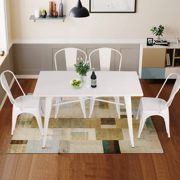 Shop Vecelo 5 Piece Dining Set Metal Iron Table With Chairs Set