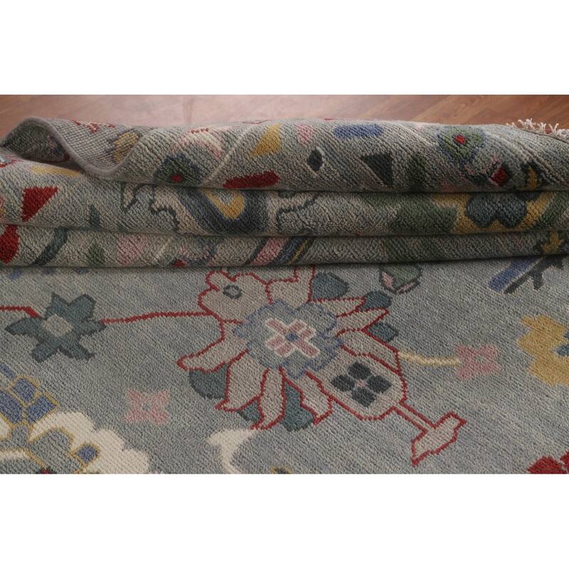 Transitional Grey Oushak Oriental Large Rug Hand-Knotted Wool Carpet - 12'1" x 14'8"