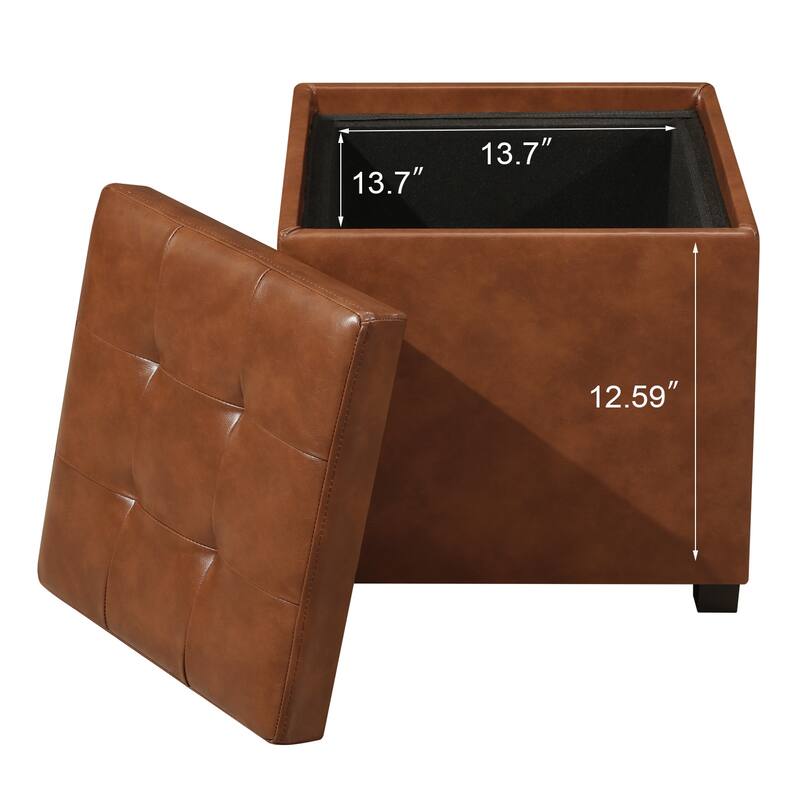 Adeco Storage Ottoman With Tray