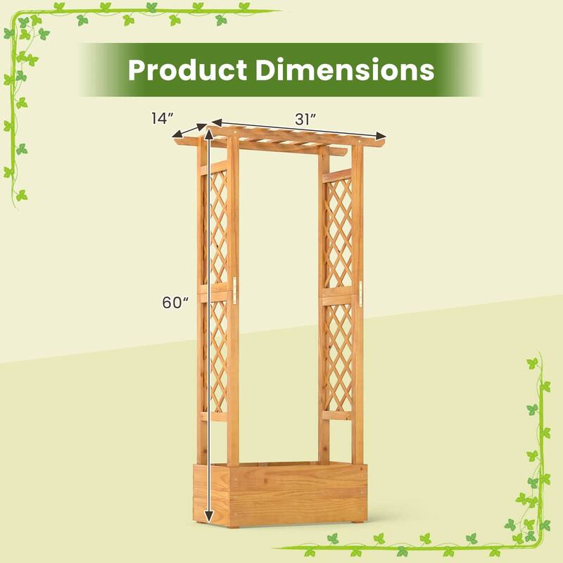 Costway 1/2 PCS 60” Raised Garden Bed with Trellis with Hanging Roof,