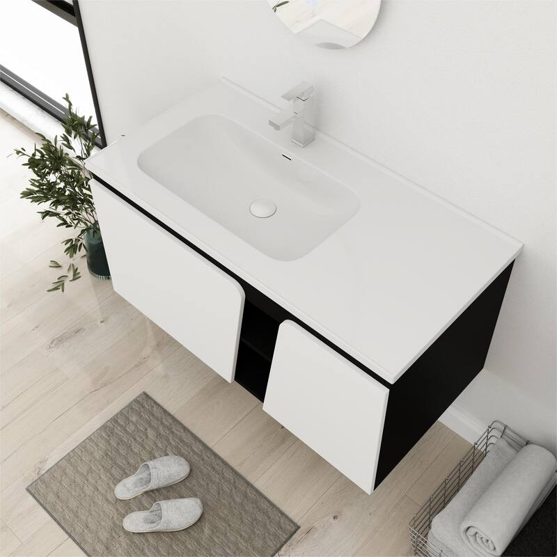 Bathroom Vanity With Sink In 32/36/40/84/76/92 Inch, Floating Bathroom Vanity With Soft Close Door