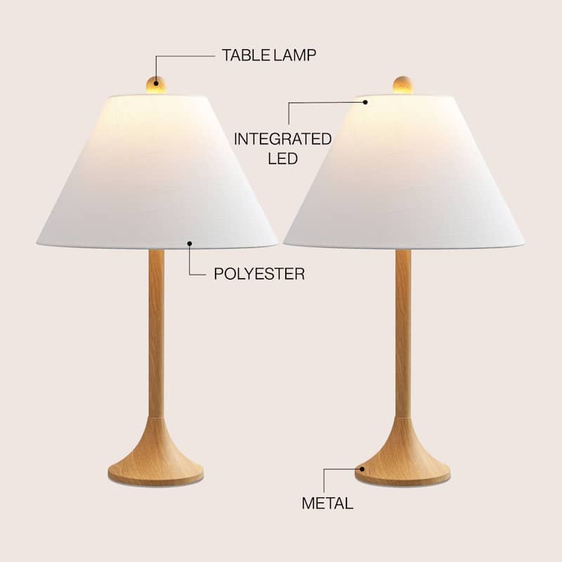 Albie 25" Modern Coastal Iron Column LED Table Lamp (Set of 2)