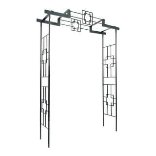 Achla Designs Elegant Handcrafted Square-on-Squares Garden Arbor II, 95.5 Inch Tall, Graphite Powder Coated Finish