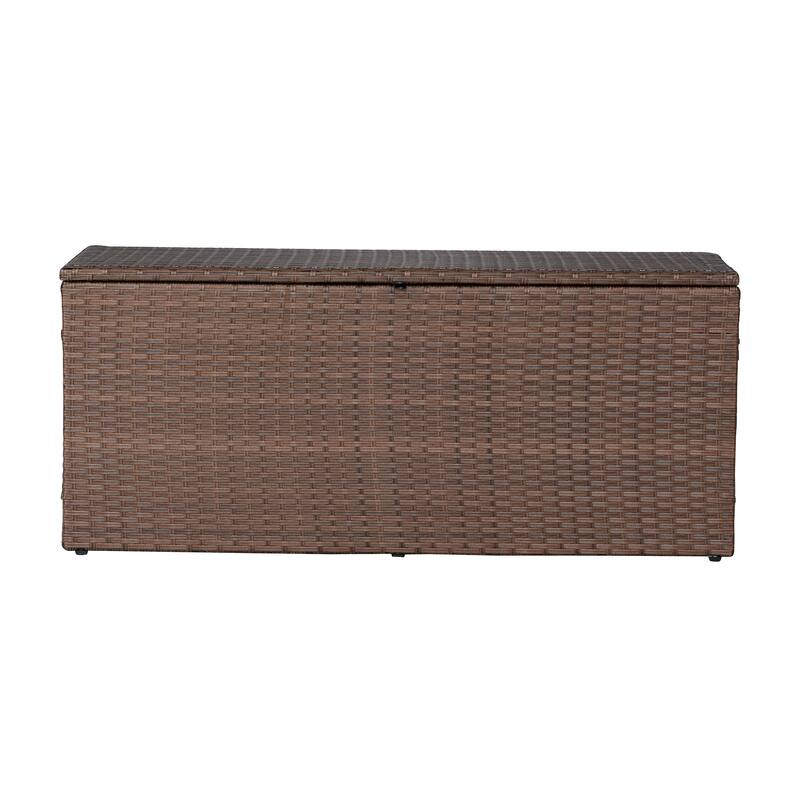 happimess Nino 47.24" Modern Minimalist Outdoor Faux Wicker Deck and Patio Storage Box