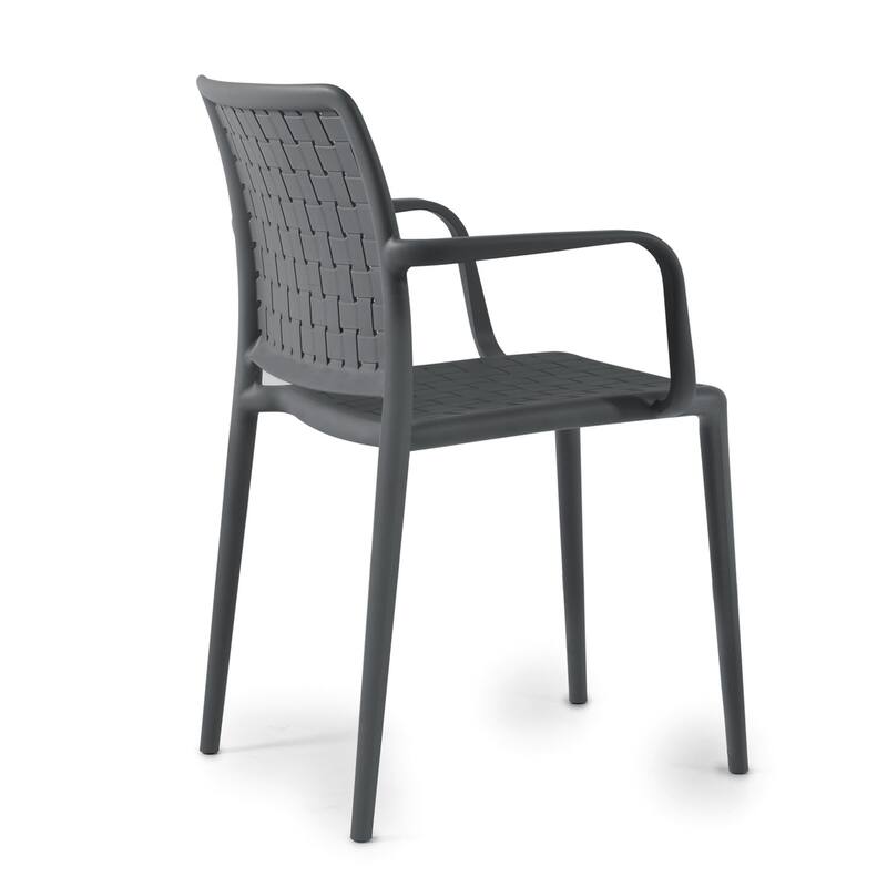 WRGHOME Modern Stacking Patio Dining Armchair Indoor/Outdoor (Set of 2) - 33.15'' H X 22.44'' W X 21.65'' D