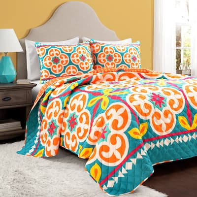 Lush Decor Boho Floral Reversible 3 Piece Quilt