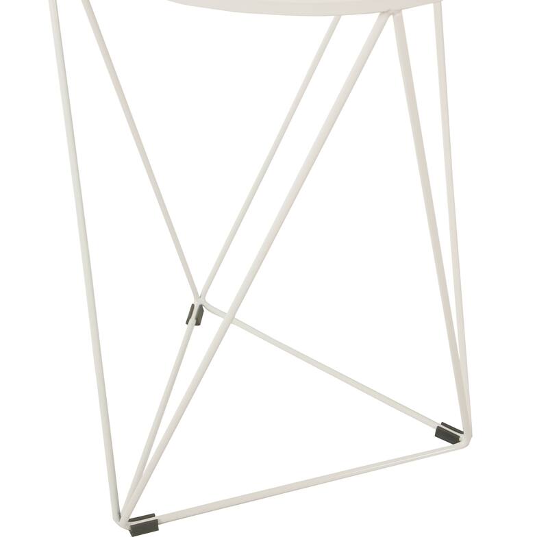 HomePop Metal Accent Table Triangle Gold Base Round Mirror Top