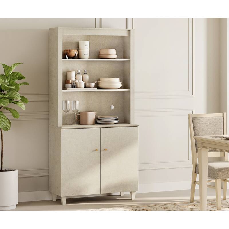 Modern 71" Tall Pantry Cabinet with Doors & Shelves for Dining Room