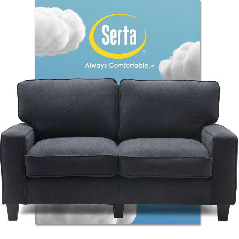 Serta Palisades Upholstered 61" Sofas for Living Room Modern Design Couch, Straight Arms, Tool-Free Assembly - Charcoal
