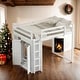 preview thumbnail 2 of 28, Full Size Wood Loft Bed with Built-in Wardrobe and Storage Shelves, Led light