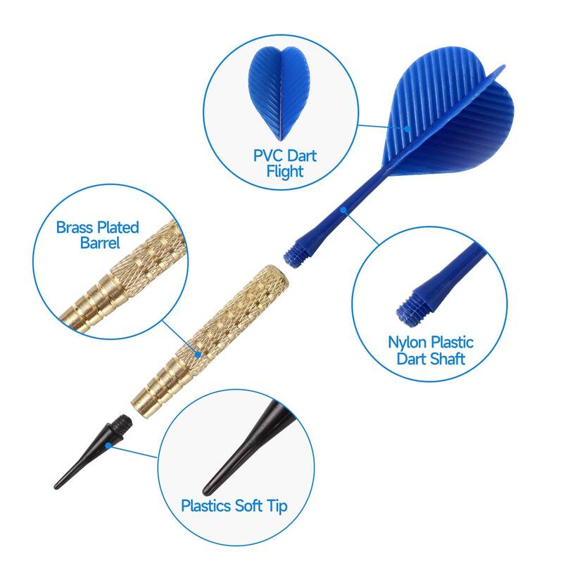 GSE™ 12-Pcs of 16 Grams Soft Tip Darts, Plus 60 Free Dart Tips. Bar Darts for for Electronic Dartboard - Gold