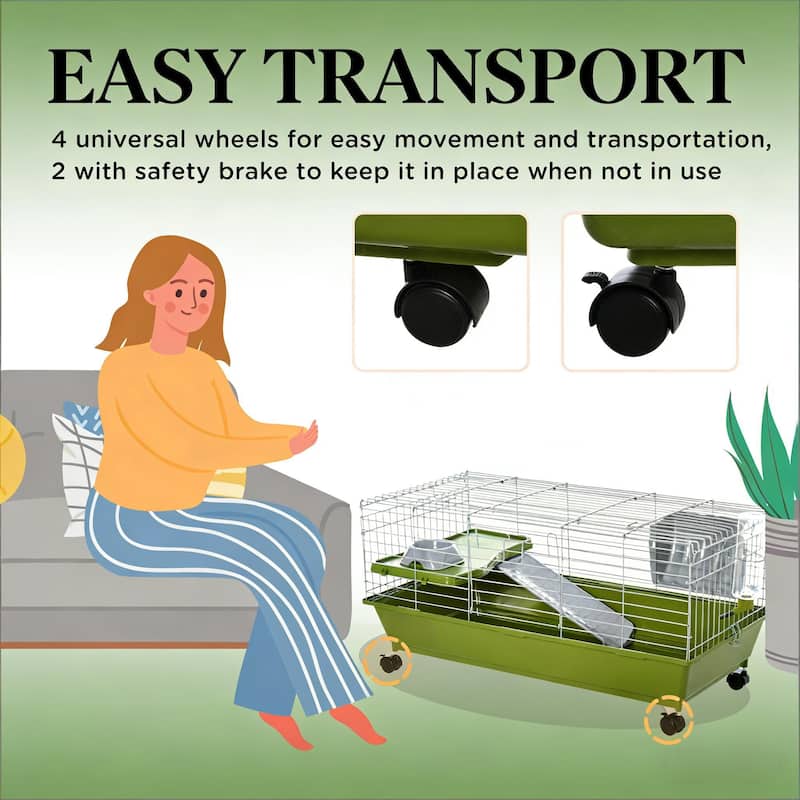 Spacious Animal Cage,Pet Play House,Small Animal Cage is designed for convenient cleaning - Green