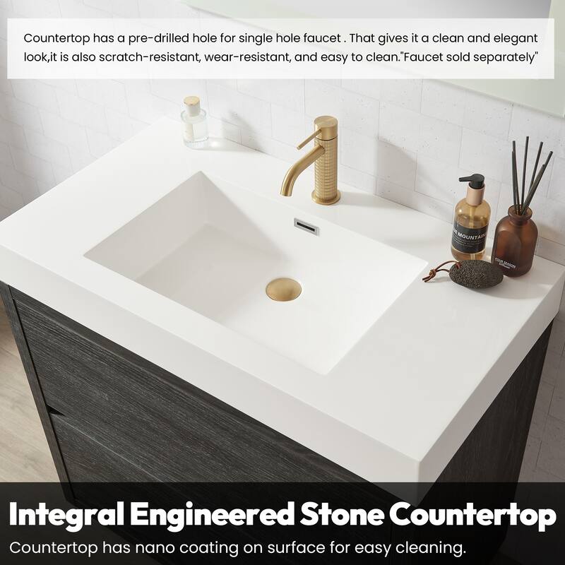 Huesca Bath Vanity with Composite Integral Sink Top and Mirror