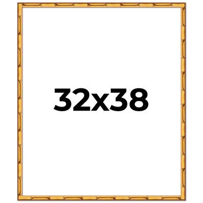 32x38 Frame Gold Bamboo Picture Frame Modern Photo Frame Includes UV Acrylic Shatter Guard Front Acid Free Foam Backing Board