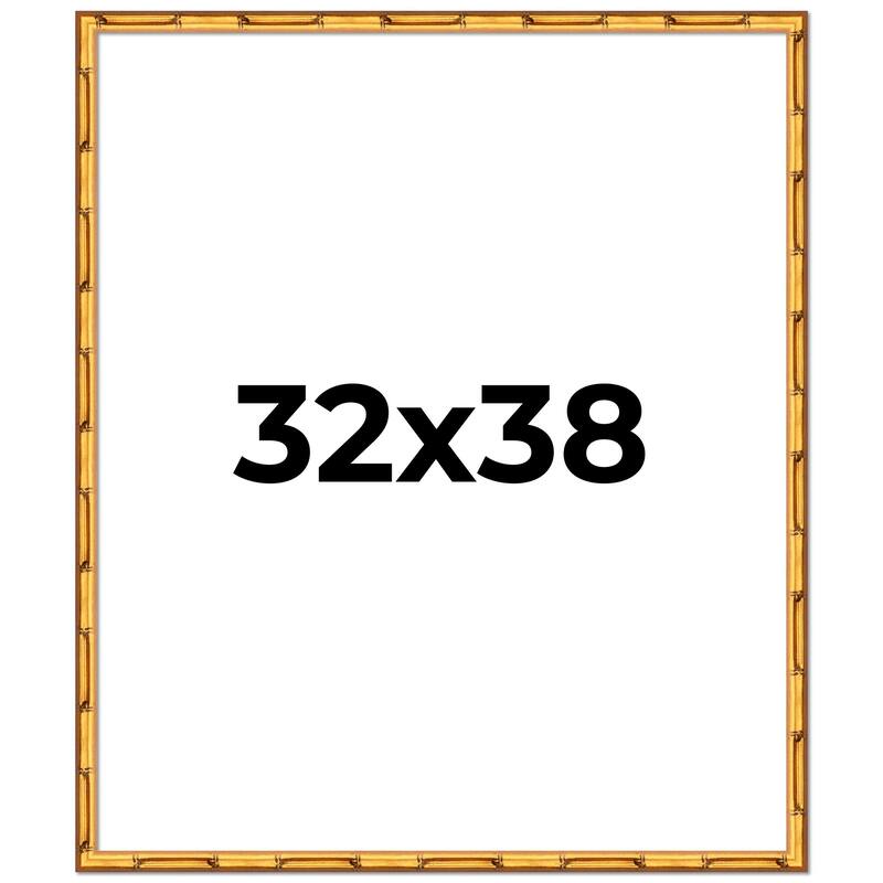 32x38 Frame Gold Bamboo Solid Wood Picture Frame | 1 Inch Moulding