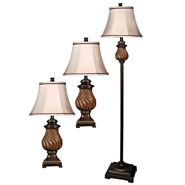 Delacora SC-L81009 Toffee 61'' Tall Accent Lamp Set - Includes 2 Table and 1 Floor Lamp with ...