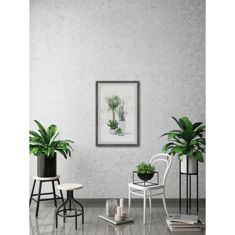 Green Plants Shrub II Framed Wall Art, Nature-Inspired Accent - Refreshing Botanical Touch for Your Walls
