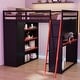 preview thumbnail 22 of 64, Wood Full Size Loft Bed with Blackout Curtains and RGB Lights, Gaming Loft Bed with Desk & Shelves