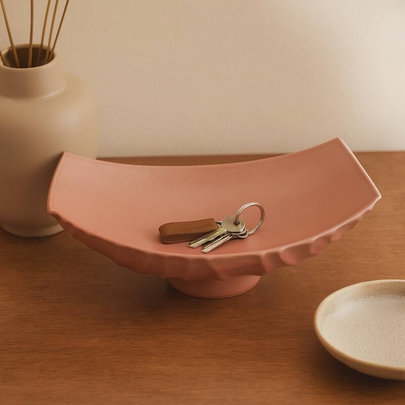 Ceramic Porcelain Modern Decorative Tray - Red, 17" - 17.0" - Red - 17.0"