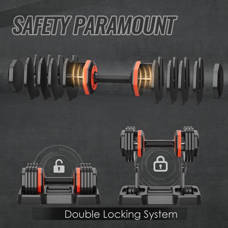 55Lb 5 In 1 Single Adjustable Dumbbell Free Dumbbell Weight Adjust with Anti-Slip Metal Handle