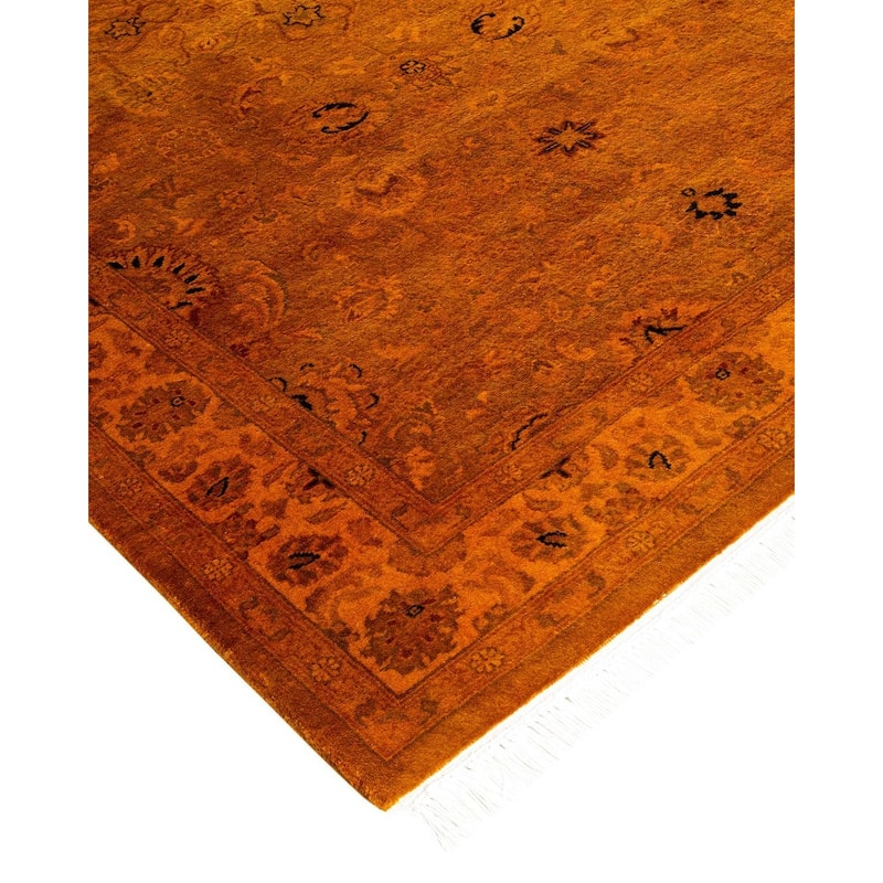 Overton Hand Knotted Wool Vintage Inspired Modern Contemporary Overdyed Gold Area Rug - 3' 1" x 5' 5"