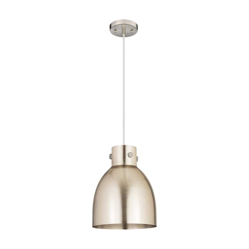 Innovations Lighting Newton Metal Bell - 1 Light 10" Cord Hung Pendant - Satin Nickel
