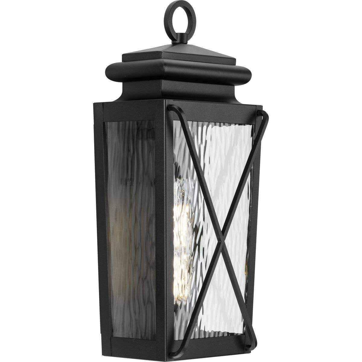Wakeford One-Light Textured Black Transitional Outdoor Small Wall Lantern - 8 in x 5.75 in x 17.88 in