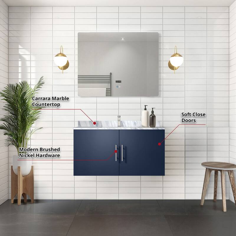 36" Bathroom Vanity with Marble Top, Stainless Steel Faucet, 36x32 Mirror Included, Scratch & Stain Resistant Surface