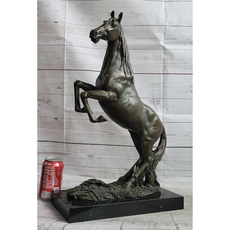 Rearing Arabian Horse Stallion Bronze Statue Sculpture Figure Equestrian Farm Stable Decor