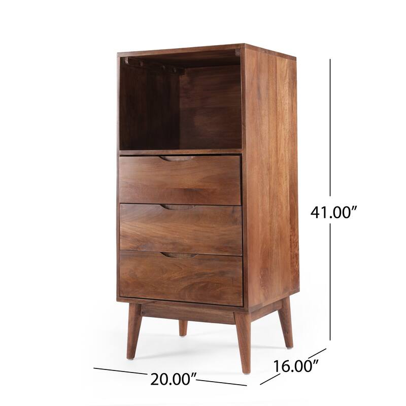 Rabun Indoor Mango Wood Handcrafted 3 Drawer Chest by Christopher Knight Home