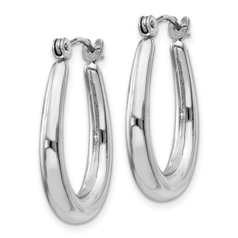Curata 14k White Gold Hollow 10x3mm Oval Polished Hoop Earrings