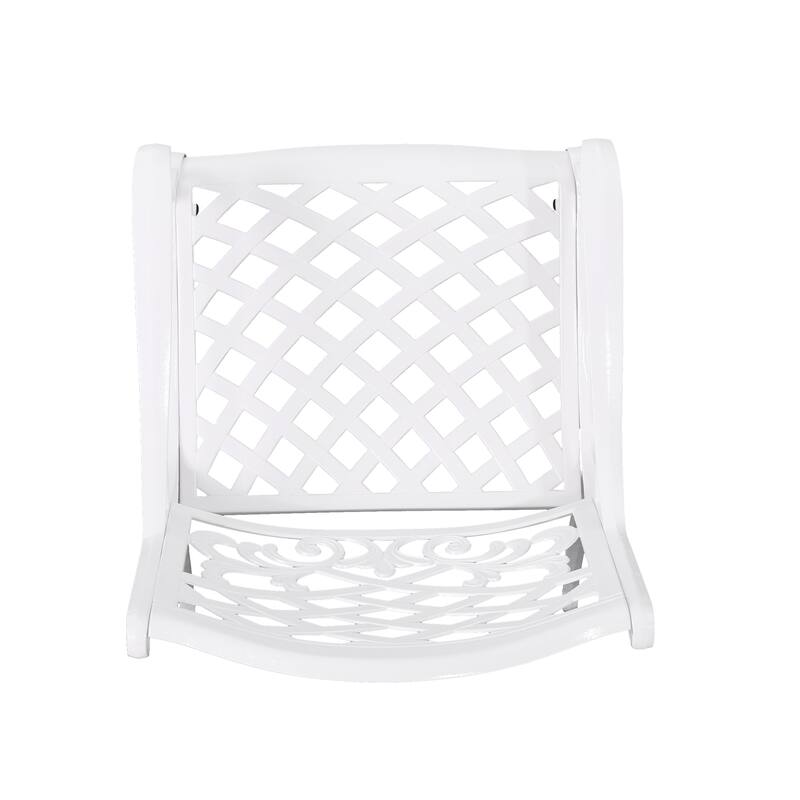 Roomfitters Outdoor Arm Chairs Set of 2, Cast Aluminum Patio Seating, Weather-Resistant Garden Chairs, White