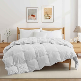 All Season Lightweight & Medium Weight White Goose Feather Down Comforter Duvet Insert