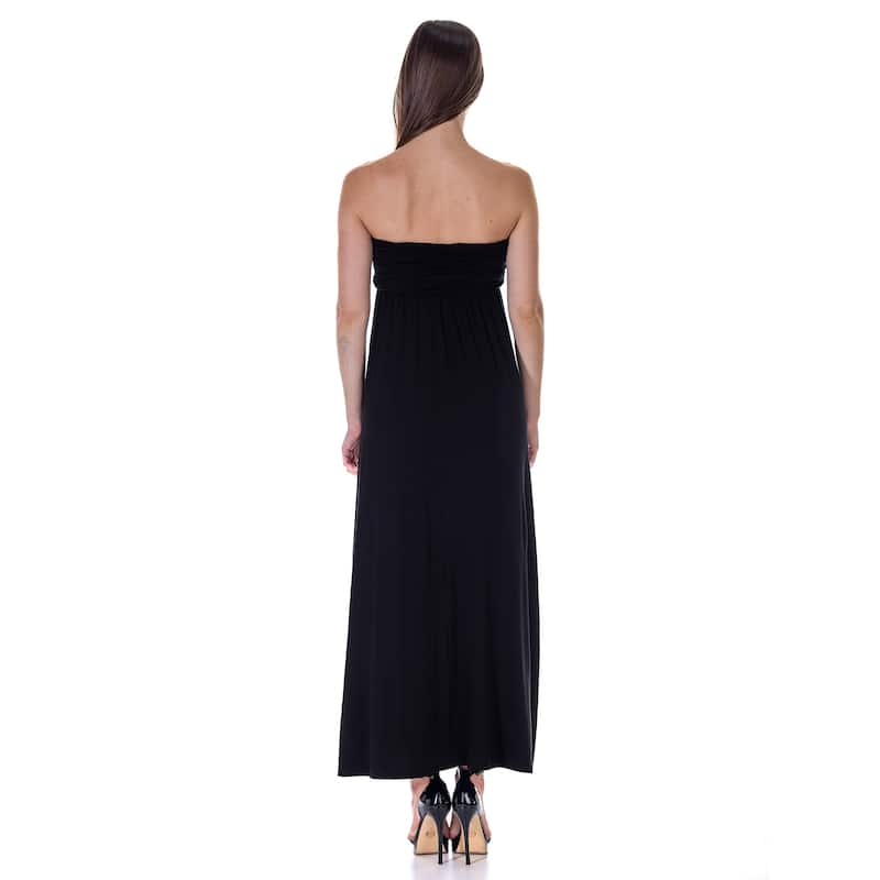 24seven Comfort Apparel Strapless Empire Waist Maxi Dress