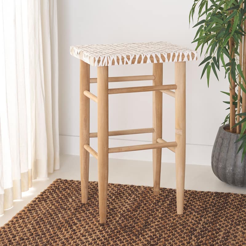 SAFAVIEH Home Kaleo 30-inch Woven Leather Barstool - 19Wx15Dx30H