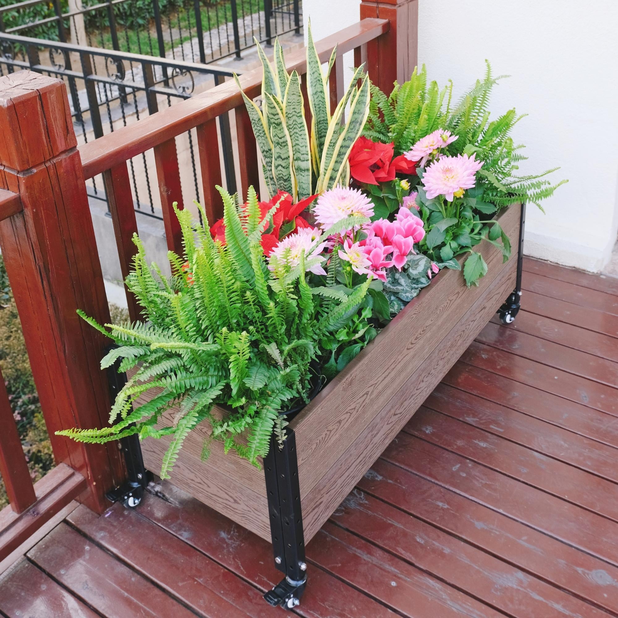 Mobile Deckside Planter Box Raised Garden Bed - Image 6