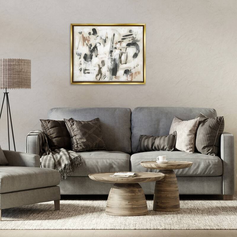 Stupell Chaotic Earthy Strokes Framed Floater Canvas Wall Art Design By June Erica Vess