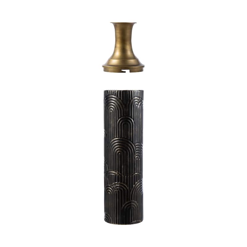 Glitzhome Set of 2 Modern White Black and Gold Metal Floor Vases Fall Thanksgiving Gifts