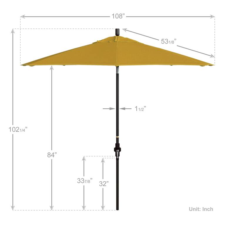California Umbrella 9' Rd Patio Umbrella Bronze Aluminum Frame Fiberglass Ribs Crank Lift Collar Tilt Sunbrella