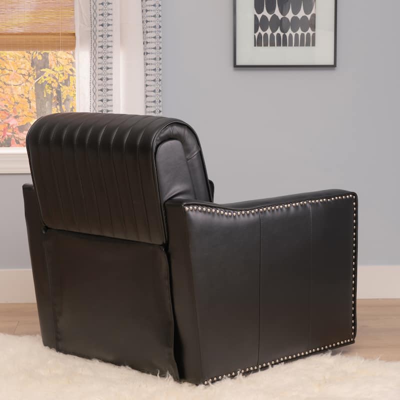 Linon Carlota Faux Leather 360 Swivel Accent Chair