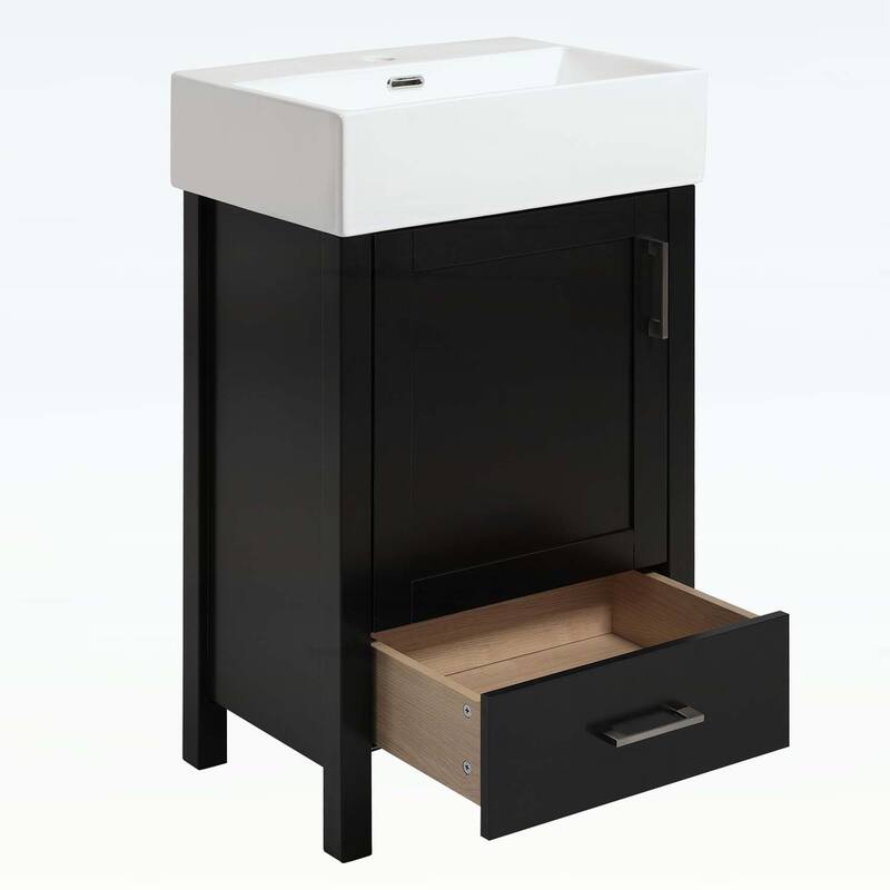 Minimalist Bathroom Vanity with Ceramic Sink,Wood Frame,and Drawer - Ideal for Small Bathrooms