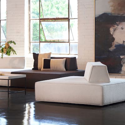 Ryker 53-inch Square Modular Modern Chair in Boucle Upholstery