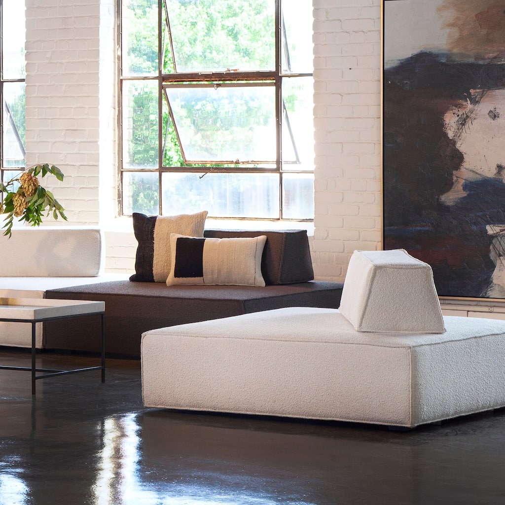 Ryker 53-inch Square Modular Modern Chair in Boucle Upholstery
