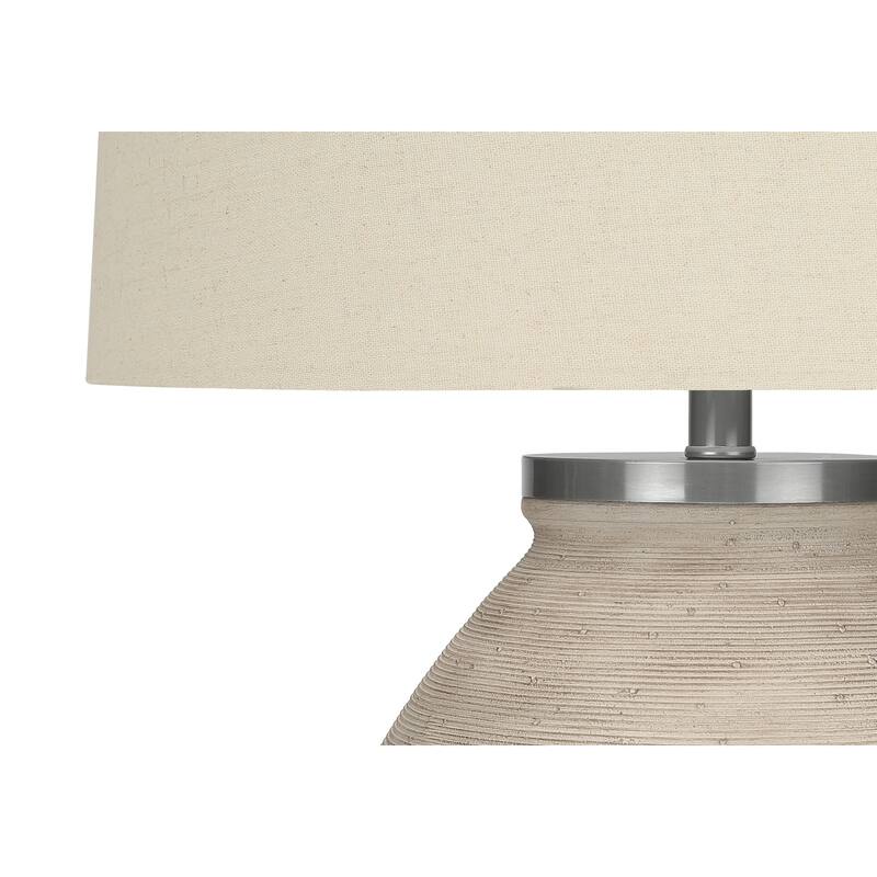 Concrete Table Lamp with Linen Shade 3 Way Switch Contemporary Design