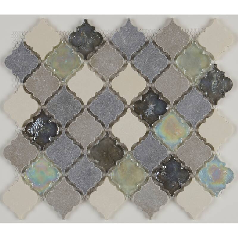 Decorative Stone Accent 2-inch Baroque Mosaic Tile in Gris et Blanc - 12.75x12