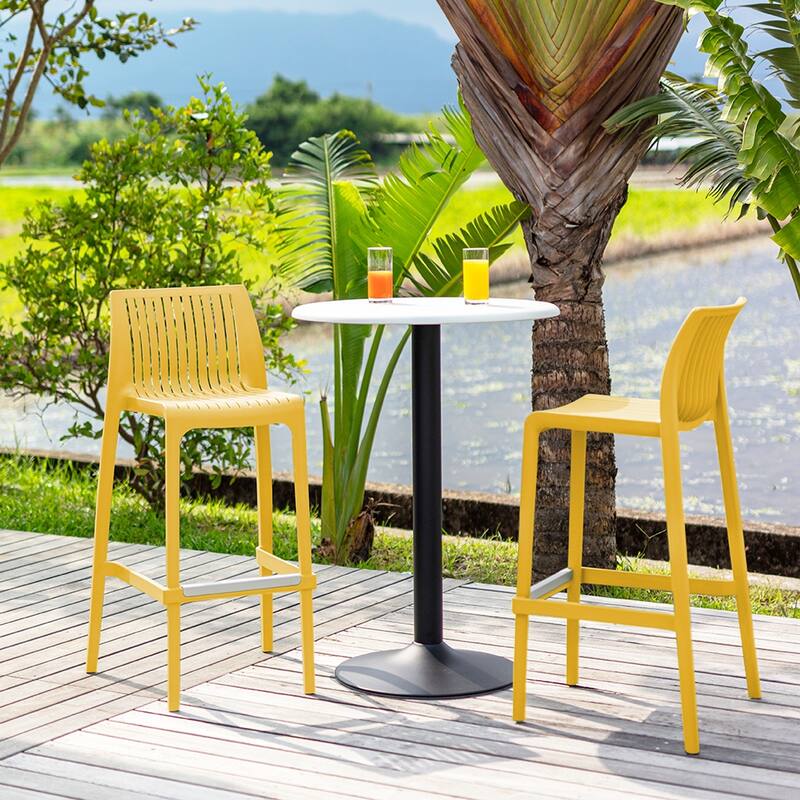 Milos Resin Stackable Bar Stools, Set of 2